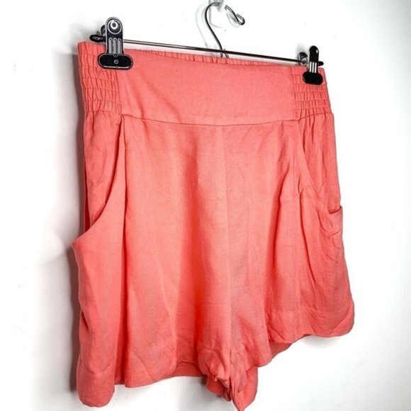 Aritzia Talula Shorts High Rise Waist elastic waistband Coral Pink Flowy Small - Picture 5 of 16